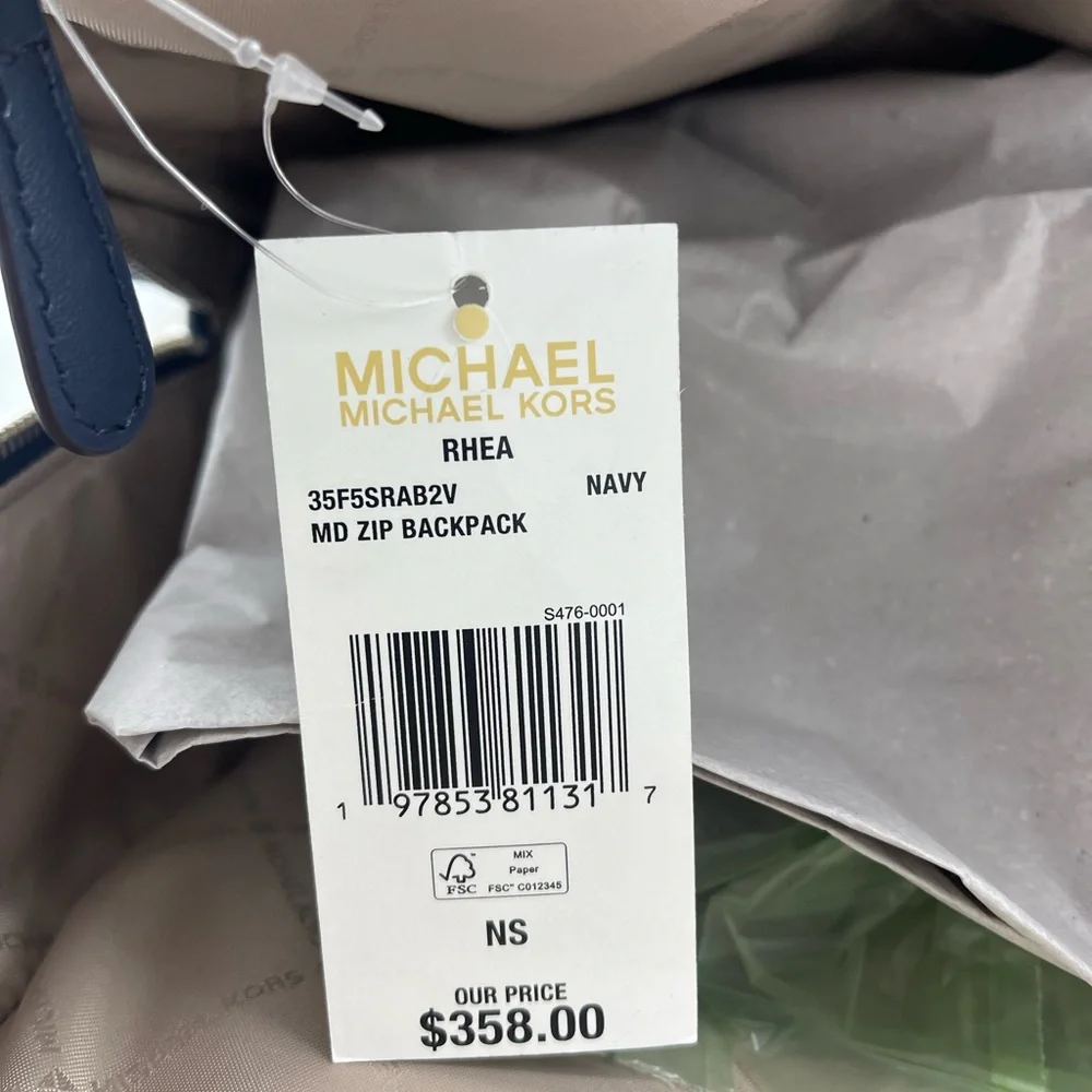 MICHAEL KORS Rhea Md Zip Color-Block Signature Logo Backpack ADMIRL MULTI NWT